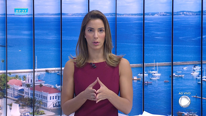 Jéssica Smetak na estreia do novo Bahia no Ar na RecordTV Itapoan (Divulgação)
