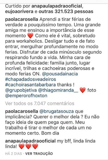 Paola Carosella respondeu internauta no Instagram sobre suposta implicancia com participante do MasterChef