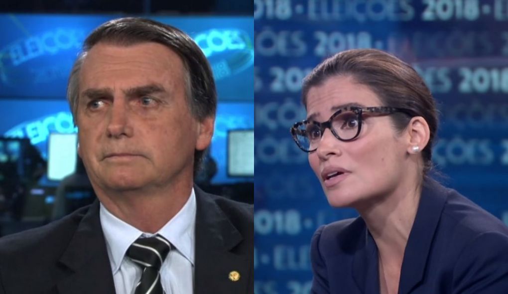 Jair Bolsonaro e Renata Vasconcellos no Jornal Nacional