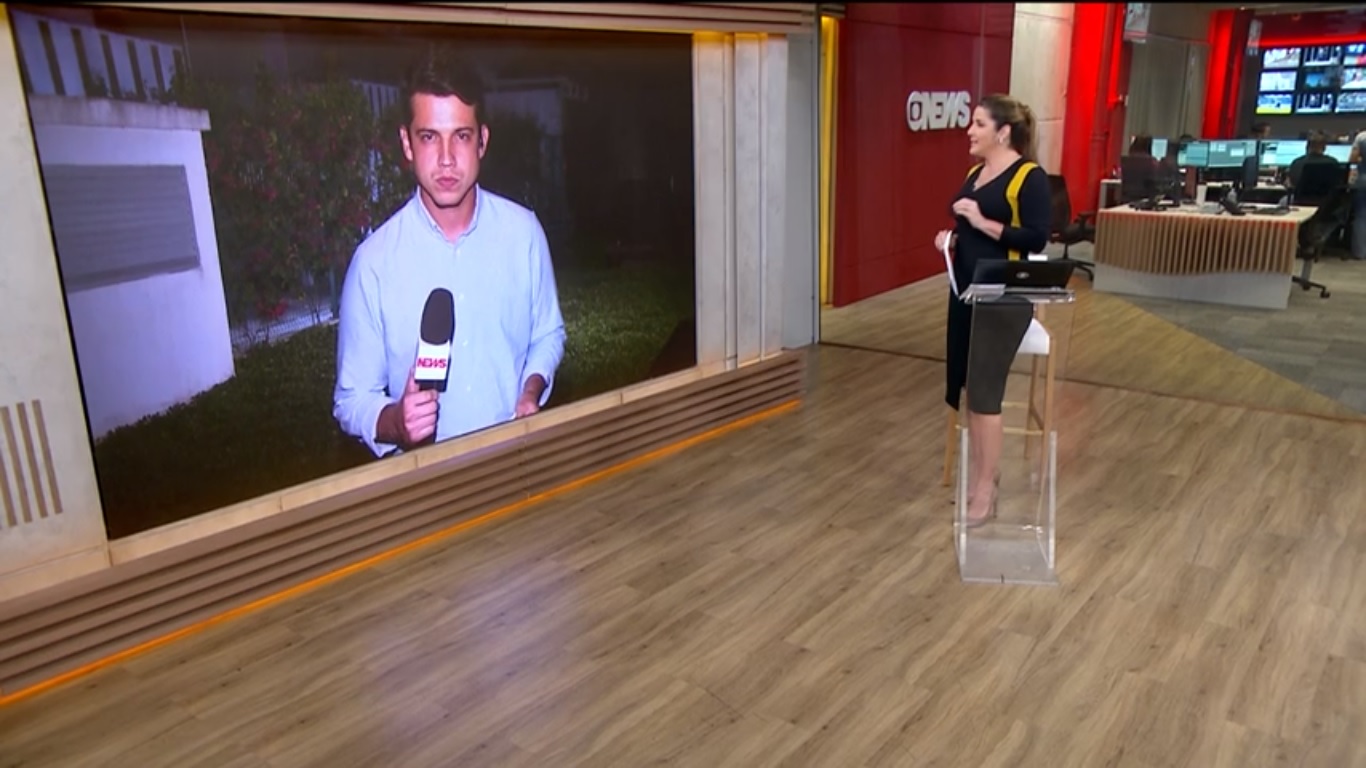 Christiane Pelajo e o repórter Marcelo Brüzzi no Jornal Globo News Edição das 16h
