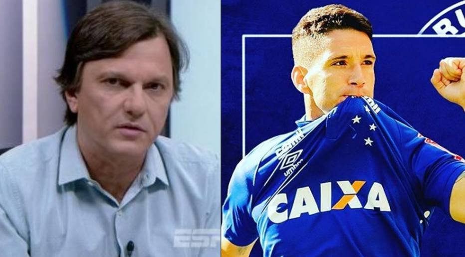 Mauro Cezar Pereira e Thiago Neves, do Cruzeiro: jogador usou palavra ofensiva para atingir jornalista da ESPN Brasil (Reprodução/ESPN Brasil/Cruzeiro)