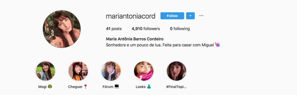 Instagram de personagem da novela Amor Sem Igual (Reprodução/Instagram)