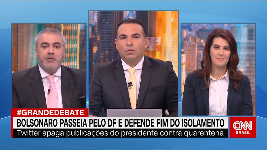 Thiago Anastácio, Reinaldo Gottino e Gisele Soares, da CNN Brasil
