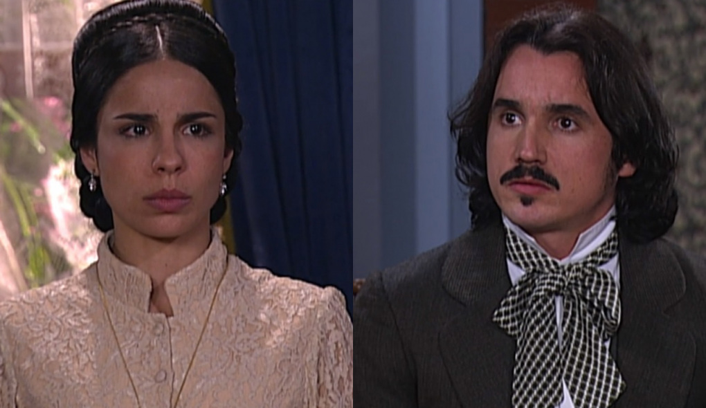 Malvina (Maria Ribeiro) e Geraldo (Caio Junqueira) de A Escrava Isaura