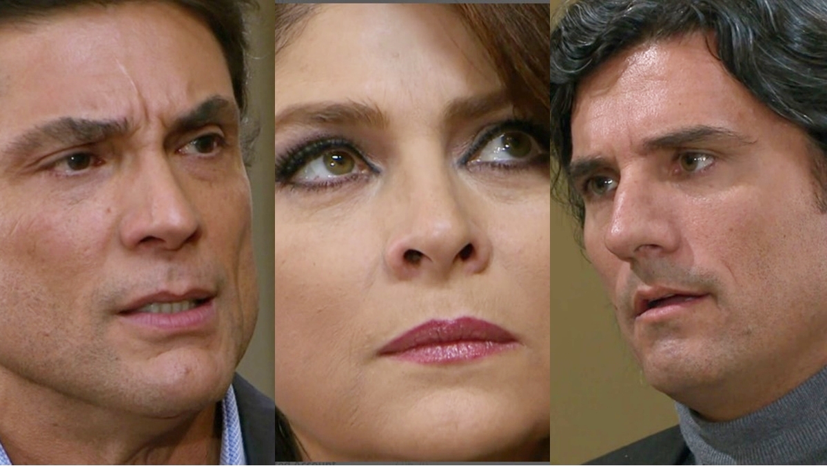Osvaldo, Vitória e João Paulo em cena de Triunfo do Amor (Reprodução: Televisa S.A.)