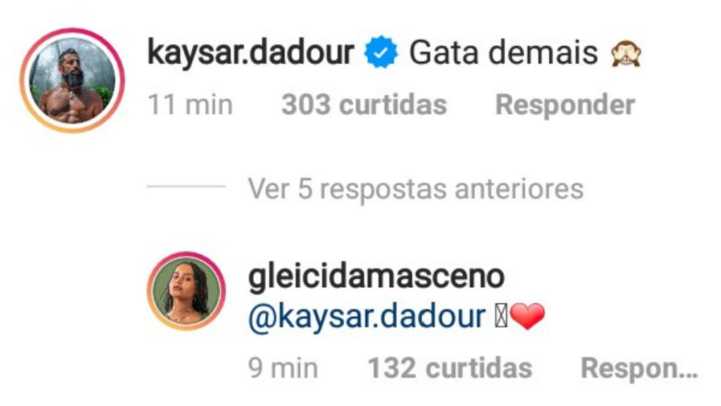 Kaysar e Gleici trocam mensagem carinhosa (Reprodução/Instagram)