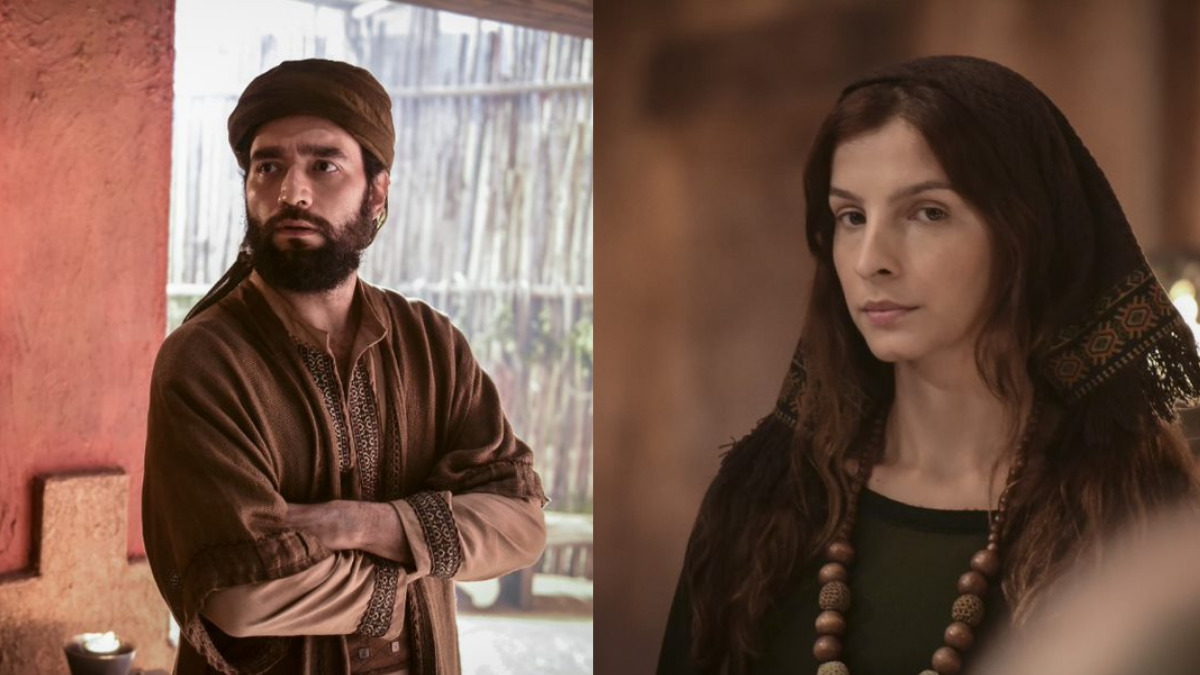 Amir (Paulo Gabriel) e Lia (Michelle Batista) em Gênesis (Reprodução/Record TV)