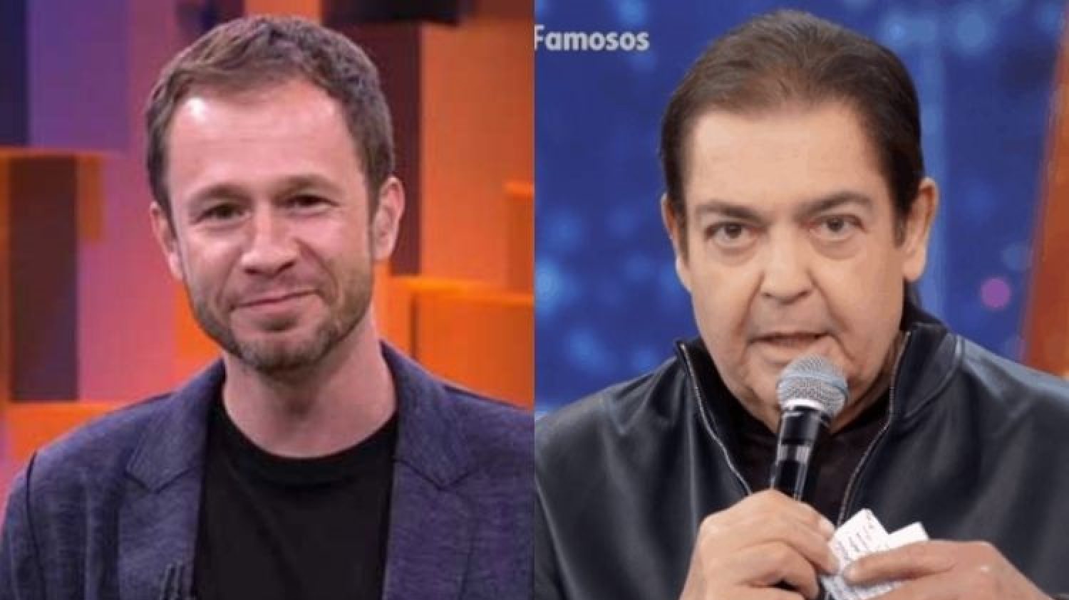 Os apresentadores Tiago Leifert (à esquerda) e Fausto Silva (à direita) (Reprodução / Globo)