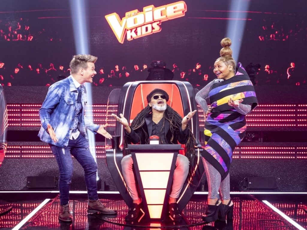 Michel Teló, Carlinhos Brown e Gaby Amarantos no The Voice Kids