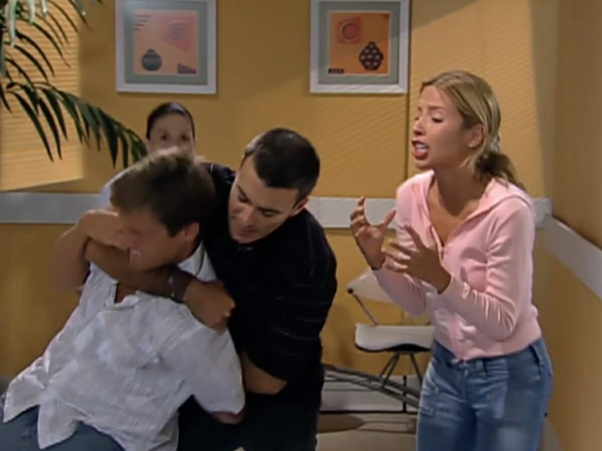 Rafael (Cláudio Heinrich), Lopo (Leonardo Vieira) e Patrícia (Renata Dominguez) de Prova de Amor