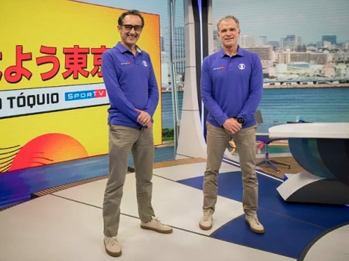 Marcelo Barreto e Bernardinho nos Jogos Olímpicos de Tóquio (Reprodução Globo)