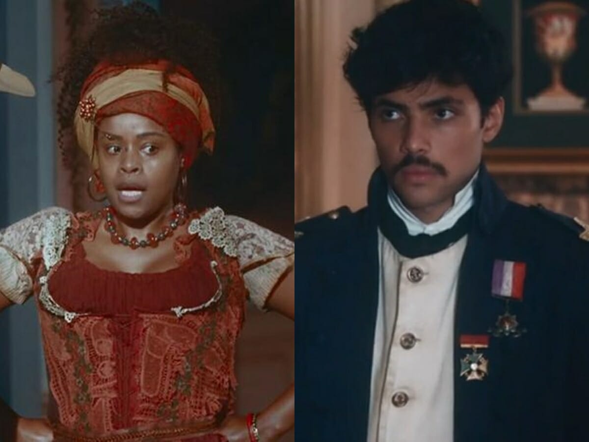 Lupita (Roberta Rodrigues) e Bernardinho (Gabriel Fuentes) de Nos Tempos do Imperador