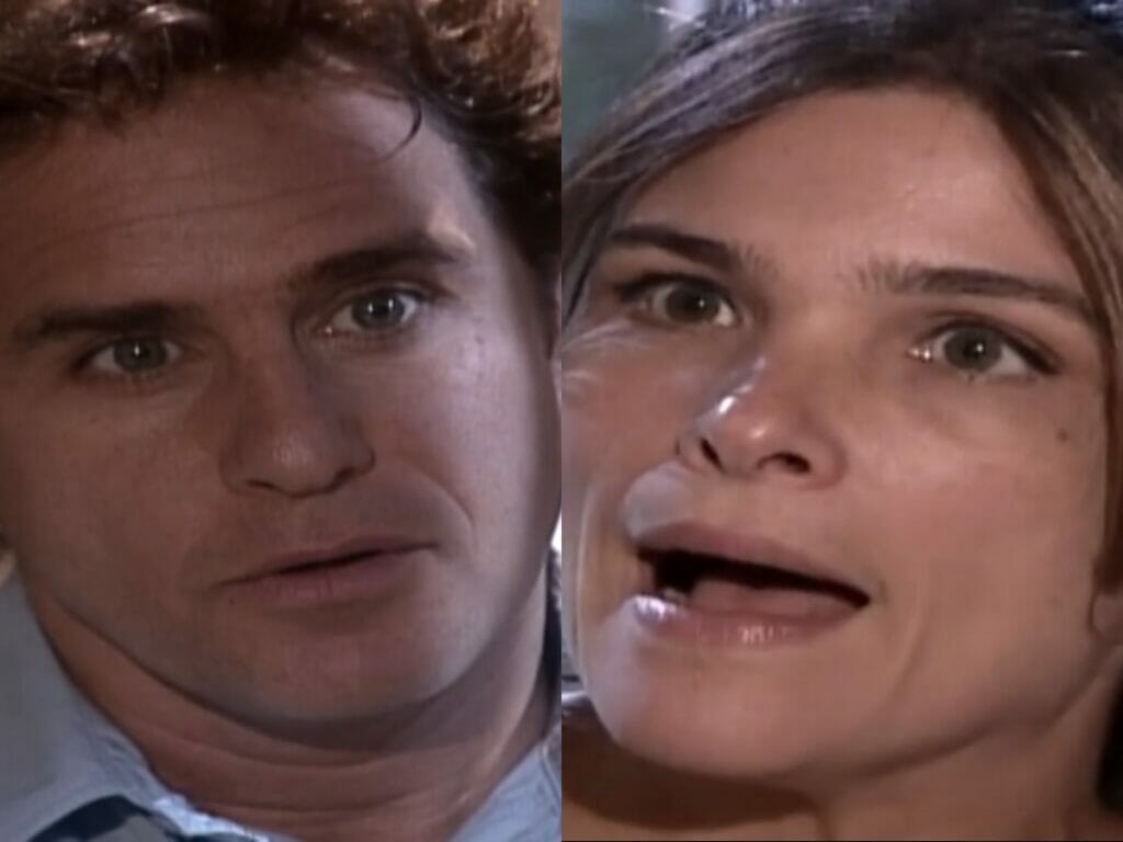 Escobar (Marcos Frota) e Alicinha (Cristiana Oliveira) de O Clone